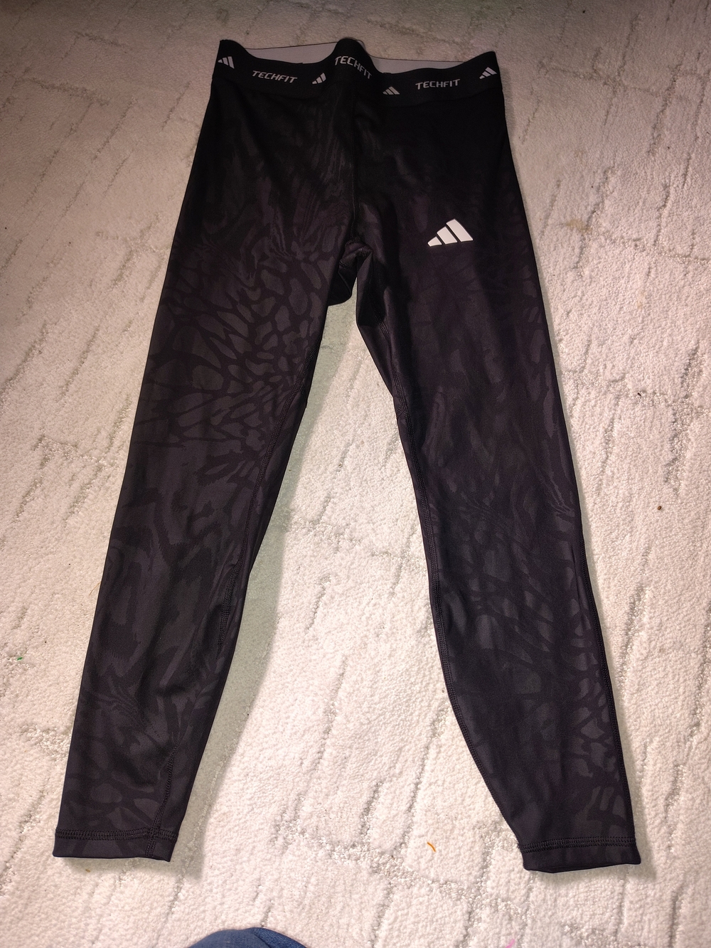 adidas Black Techfit Patterned Compression Leggings